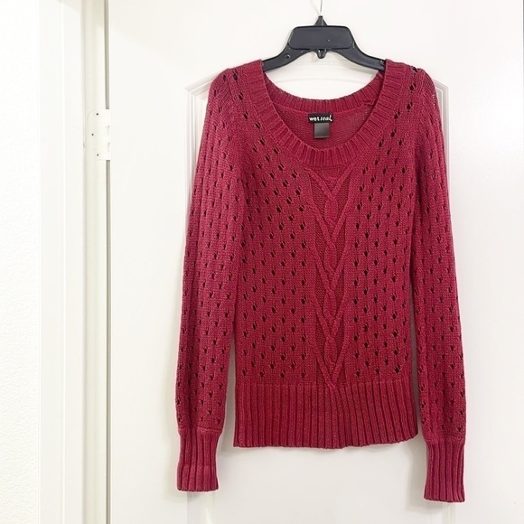 Wet Seal cranberry red knit sweater - Picture 1 of 4